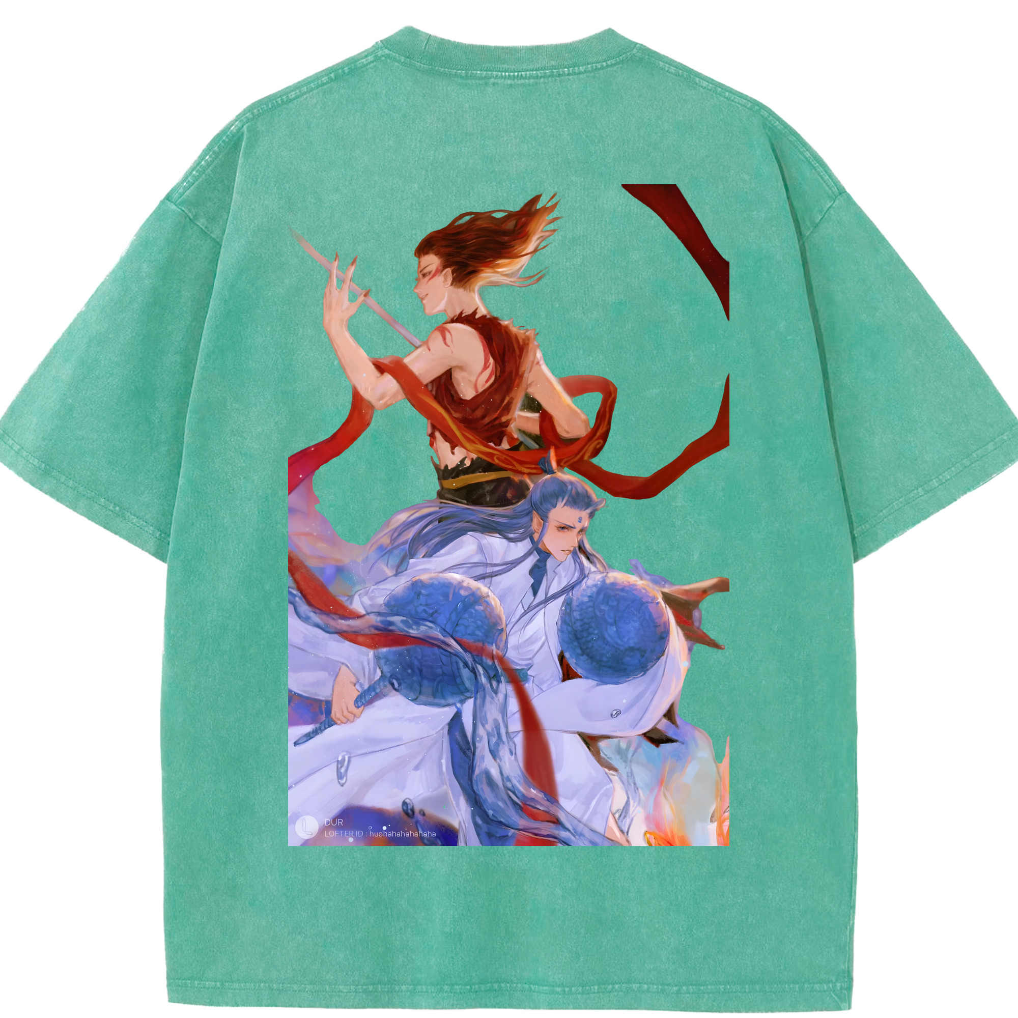 （画像用） Ne Zha 2 ナタ 魔童の大暴れ 綿100% ヴィンテージ風 半袖Tシャツ（背面プリント）